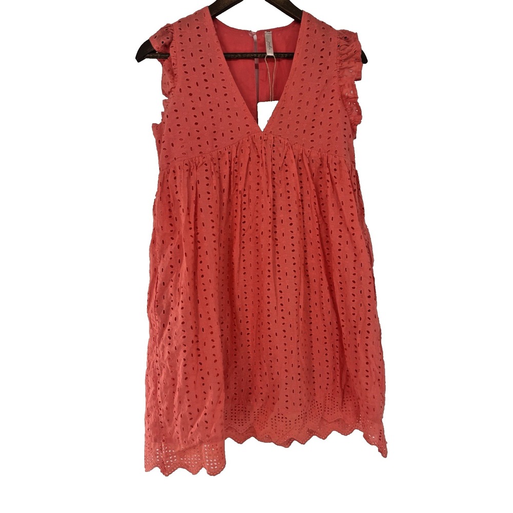Small Eyelet‎ Lace Dress Mini Peach Babydoll Pockets NWT cottagecore coquette